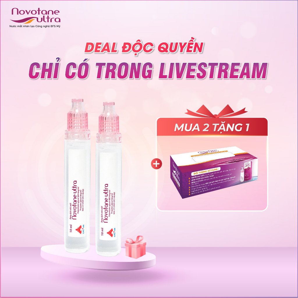 Mua 2 Nước Nhỏ Mắt 10ml Novotane Ultra Tặng 1 Hộp Khăn Giấy Cao Cấp Novotane