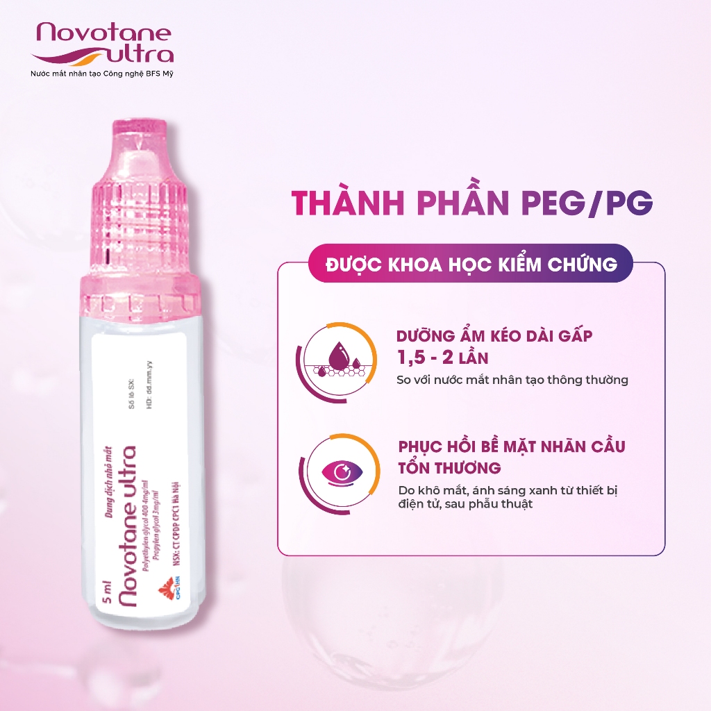 Mua 2 Nước Nhỏ Mắt 10ml Novotane Ultra Tặng 1 Hộp Khăn Giấy Cao Cấp Novotane