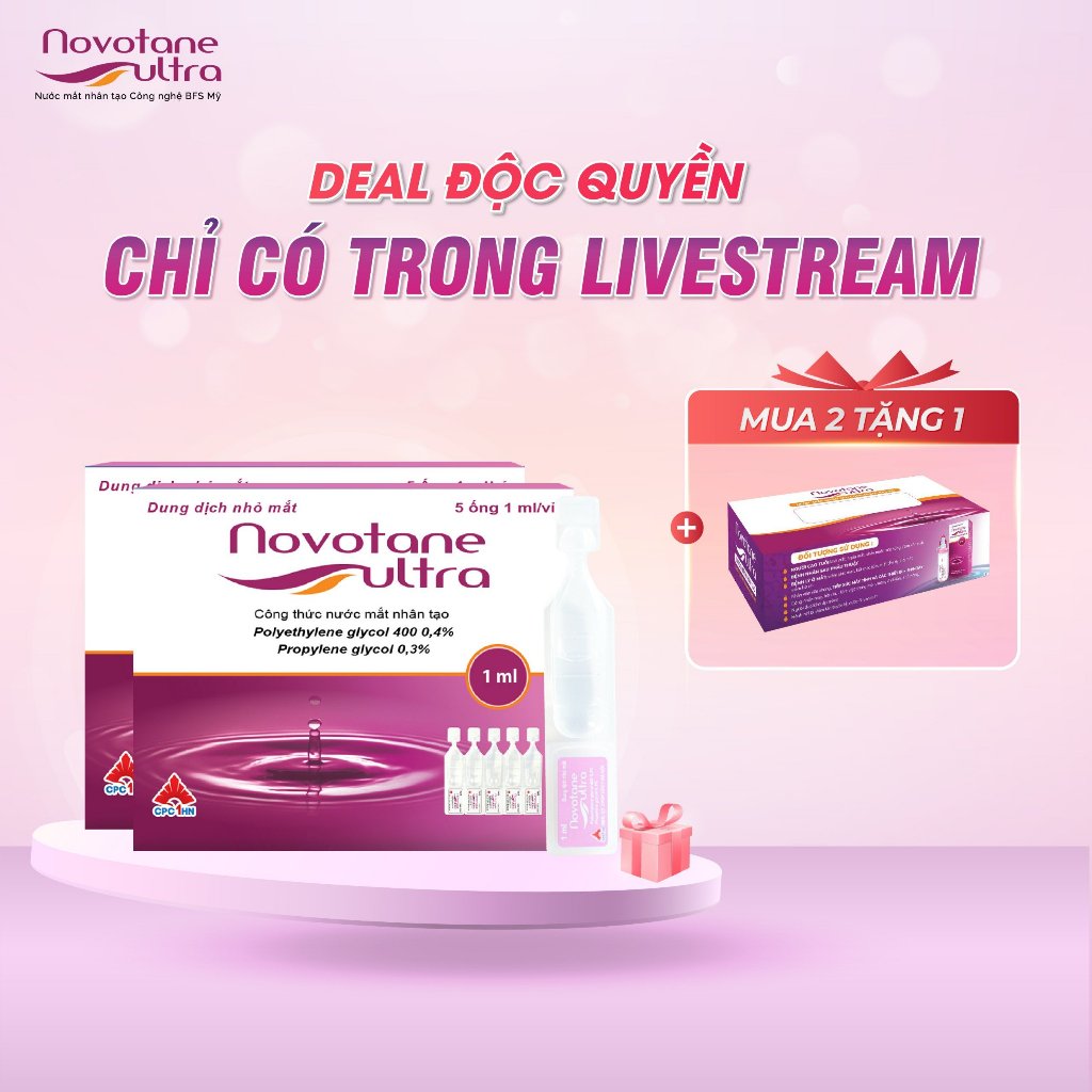 Mua 2 vỉ Novotane Ultra 1ml Tặng 1 Hộp Khăn Giấy Cao Cấp Novotane