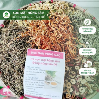 Trà sơn mật hồng sâm đông trùng táo đỏ , Trà thảo mộc sơn mật hồng sâm 7 vị, thải độc tố cơ thể, gói 1kg