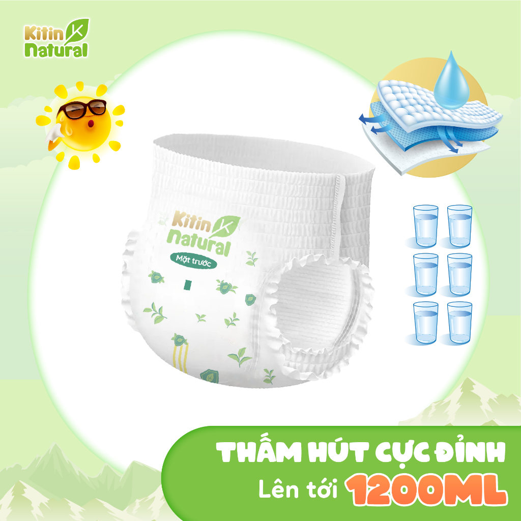 Tã/Bỉm Kitin Natural size NB56/S50/M44/L40,Sản Phẩm Đến Từ Thiên Nhiên,An Toàn Cho Bé