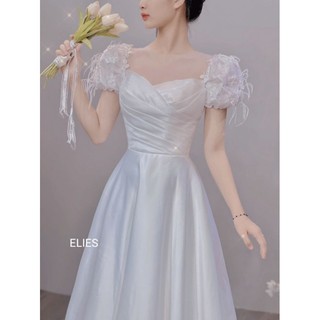 Đầm đi bàn, đầm phù dâu, váy khánh tiết màu trắng, hồng, đỏ nhiều kiểu rút dây sau lưng
