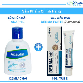 Combo Sữa Rửa Mặt Adaphil 125ml & Gel Giảm Mụn Derma Forte Bản Advanced 15G