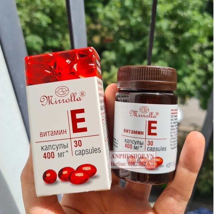 Viên uống Vitamin E đỏ Nga 400mg Mirrolla Làm đẹp trắng da chống lão hóa 30 viên