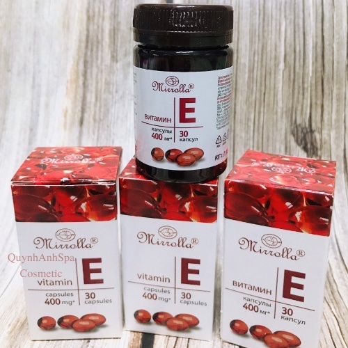 Viên uống Vitamin E đỏ Nga 400mg Mirrolla Làm đẹp trắng da chống lão hóa 30 viên