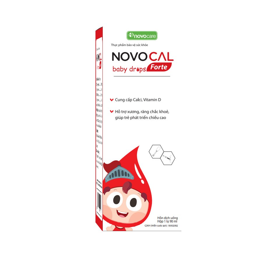 Novocal Baby Drops Forte cung cấp Calci và Vitamin D hỗ trợ xương, răng phát triển tăng chiều cao.