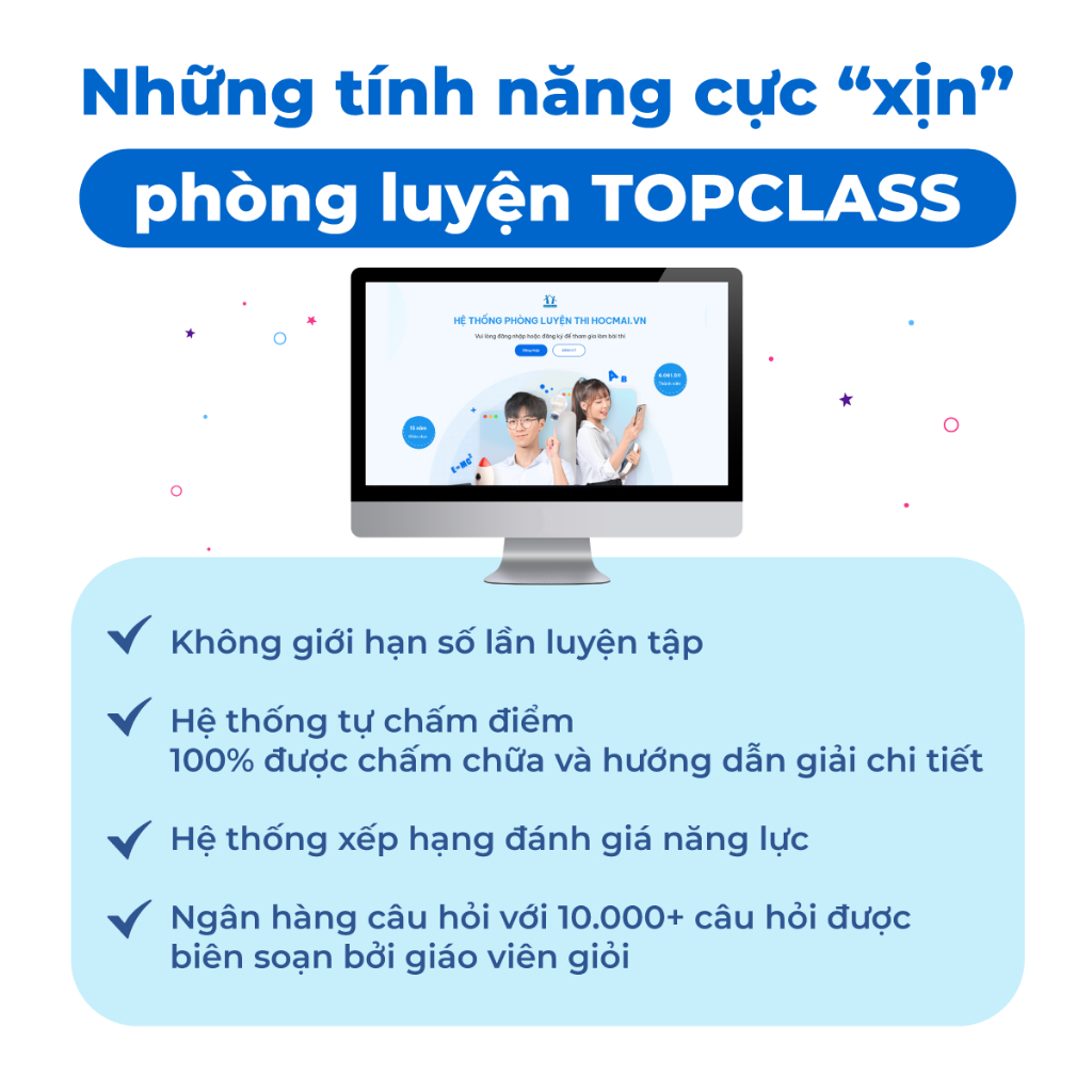 HOCMAI [Lớp 4-11] Phòng luyện TOPCLASS môn Toán, Tiếng Việt/ Ngữ Văn bứt phá điểm cao - Voucher