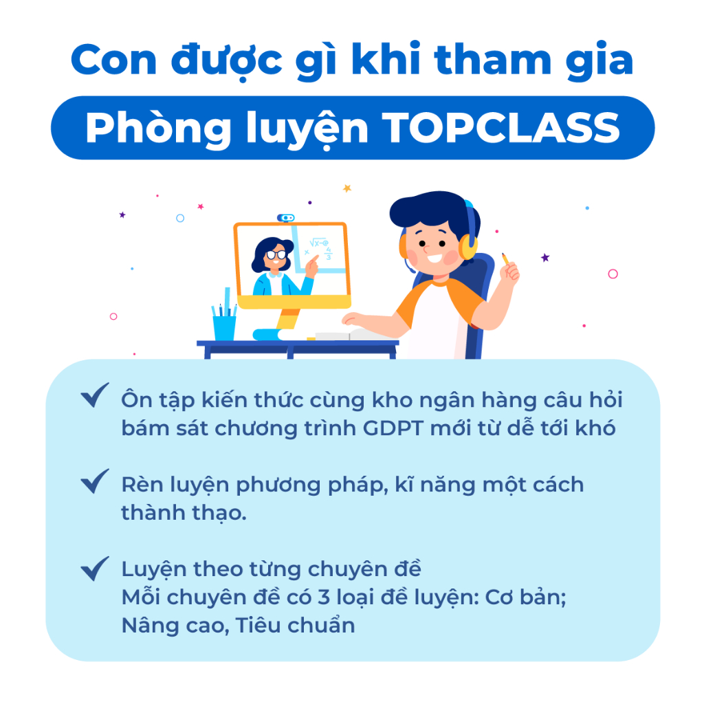 HOCMAI [Lớp 4-11] Phòng luyện TOPCLASS môn Toán, Tiếng Việt/ Ngữ Văn bứt phá điểm cao - Voucher