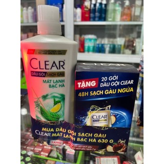 Dầu gội sạch gàu Clear mát lạnh bạc hà 650ml + kèm tặng
