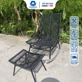Ghế Đế Vương Bập Bênh Giả Mây Lõi Thép cao cấp FutureChoice Trang Trí Ngoài Trời Sân Vườn, Chất Liệu Chắc Chắn/HCM