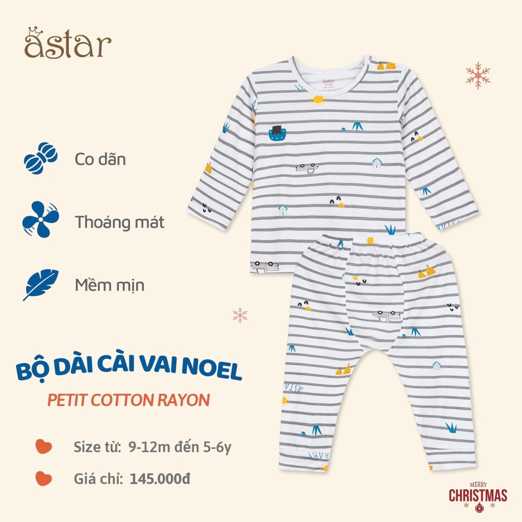 Bộ dài cài vai hoạ tiết noel thương hiệu Astar