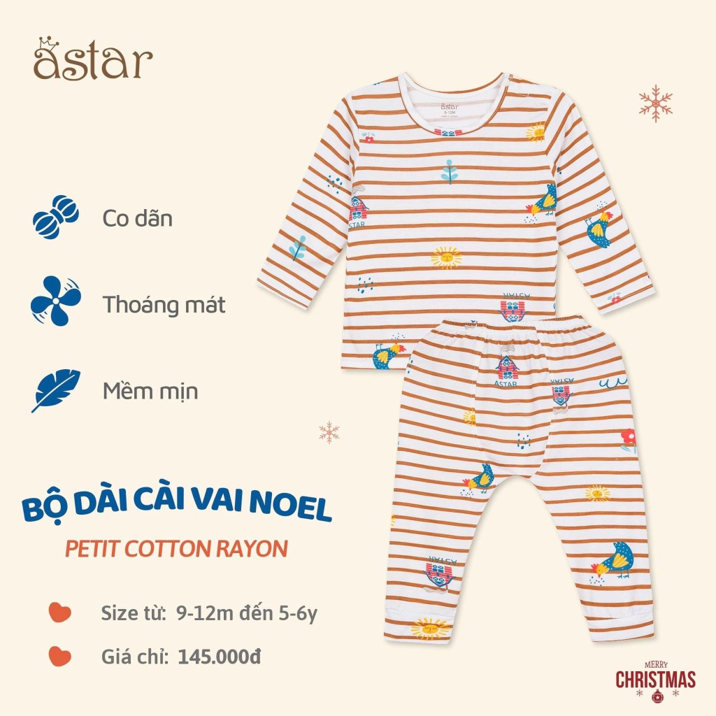 Bộ dài cài vai hoạ tiết noel thương hiệu Astar