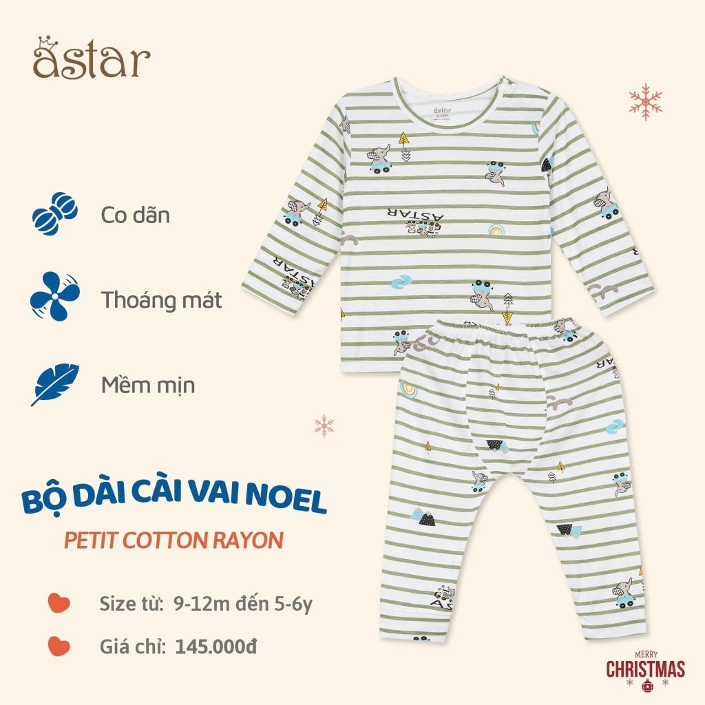 Bộ dài cài vai hoạ tiết noel thương hiệu Astar