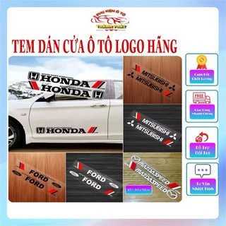 Bộ 2 tem dán trang trí cánh cửa ô tô theo logo hãng xe Kia, Honda, Ford, Hyundai, Mazda, Mitsubishi, Nissan....