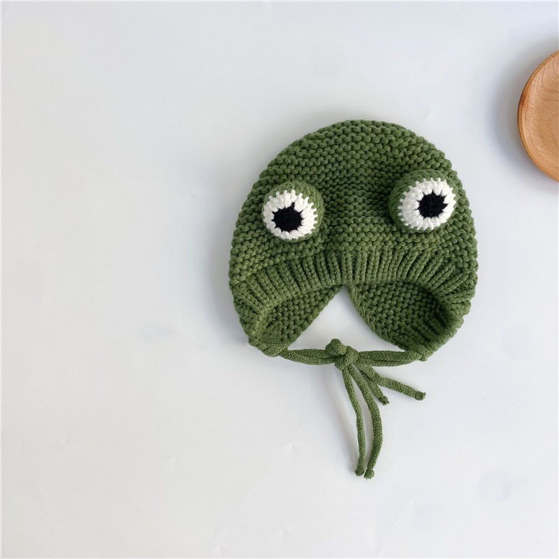 Mũ len , nón len mắt ếch buộc dây  mềm mại ấm áp cho bé yêu