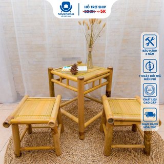Bộ bàn ghế Ban công tre/ FutureChoice thư giãn gồm 2 ghế 1 bàn dùng trang trí sân vườn,decor quán cà phê nhà hàng