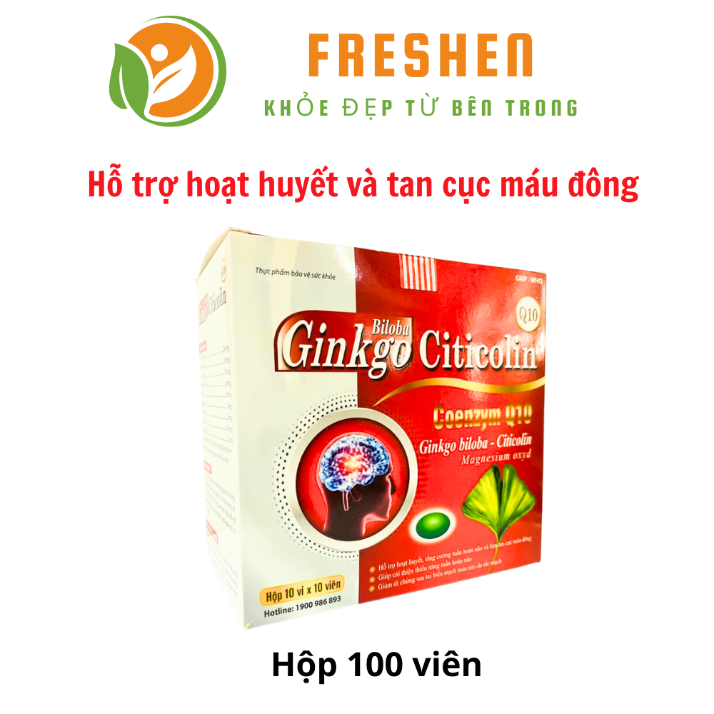 Hoạt huyết dưỡng não Ginkgo Biloba Citicolin Q10 - 100 viên [Ginkgo Biloba Citicolin Đỏ]