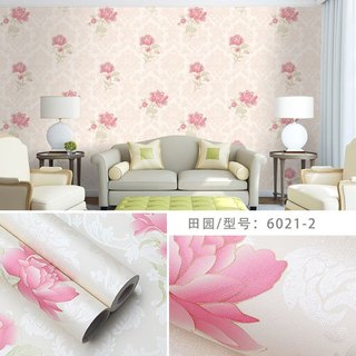 10M Giấy Dán Tường Sẵn Keo Hoa hồng đơn màu hồng 6021-2