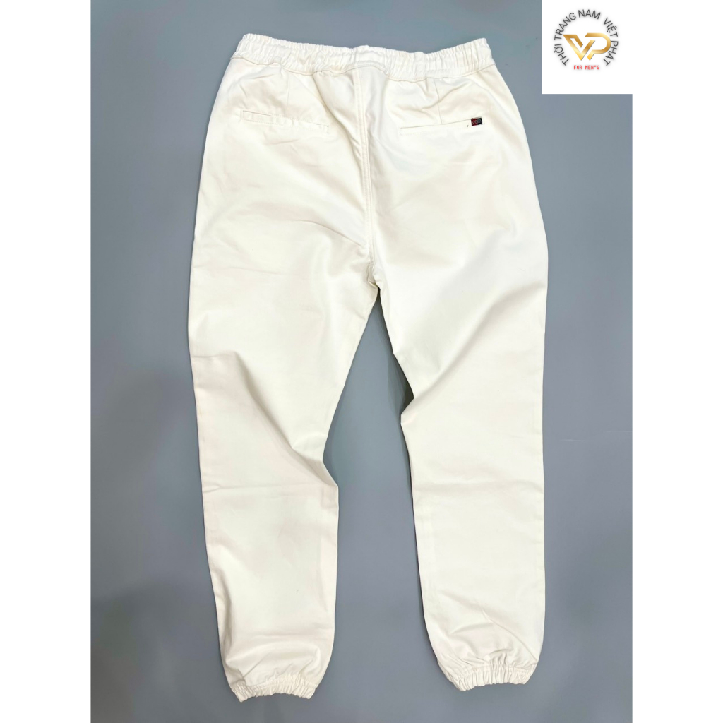 Quần jogger kaki nam nử màu trắng vải giãn cao cấp,quần jogger nam bo chun màu trắng phong cách hàn quốc chuẩn shop