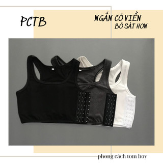 Phong Cách TomBoy [ Áo Ngắn Có Viền Kèm Bản Định Hình Ngực Phẳng ]
