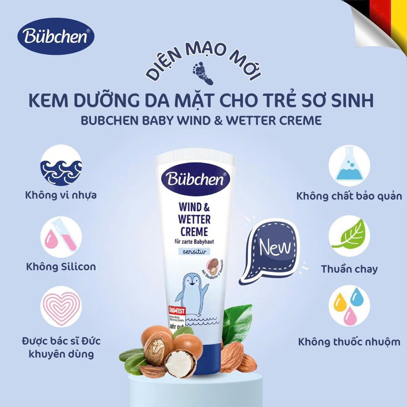 Kem dưỡng da Bubchen Wind & Wetter Cream chống nẻ cho bé sơ sinh 75ml