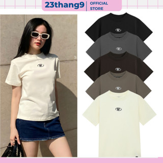  Áo thun baby tee  Áo baby tee cổ tròn in hình chữ w màu trắng đen chất cotton co giãn trẻ trung năng động phối A80 