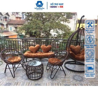 Bộ Bàn Ghế Ban Công Sân vườn Song Mây Chất Liệu Nhựa Giả Mây Cao Cấp trang trí sân vườn ban công / FutureChoice HCM