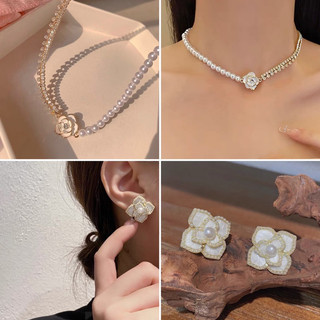 Set sợi dây chuyền , vòng cổ kết hạt + bông tai