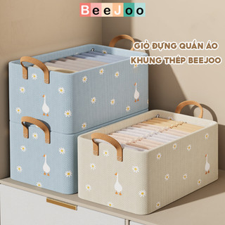 Hộp đựng quần áo gấp gọn có khung thép, hộp đựng đồ đa năng chất liệu vải phủ poly có hoạ tiết BeeJoo