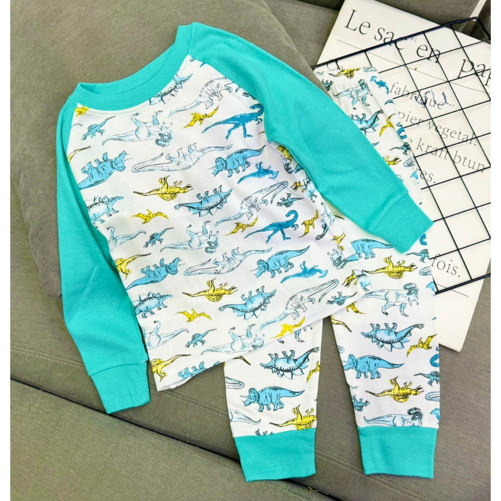 Đồ bộ bé trai, bộ ngủ dài tay cho bé trai sơ sinh size 8-25kg chất thun cotton mềm mịn mát