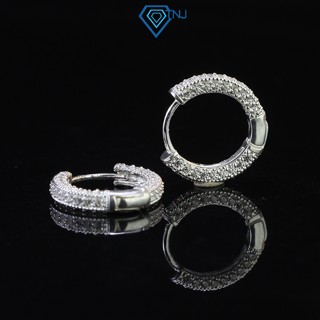  Khuyên tai bạc nam tròn đính đá chốt bấm cao cấp bông tai bạc phong cách sang trọng BTA0095 - Trang Sức TNJ 