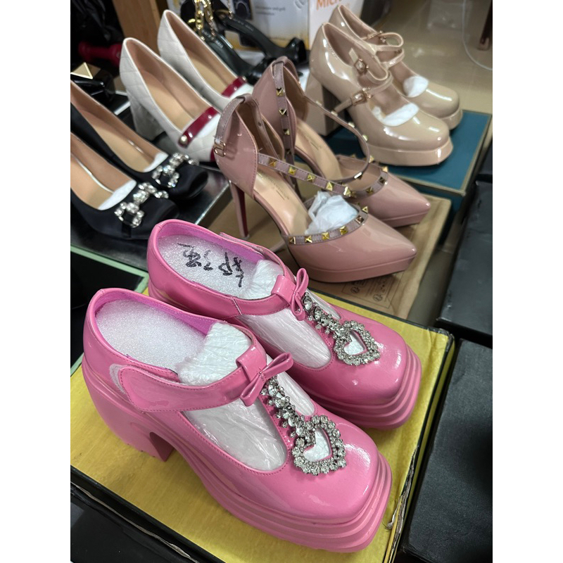 ORDER 🩷 Giày chunky dây đá tim đế cao su 10cm 32-40