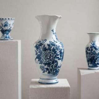 Lọ hoa gốm vẽ hoa dây xanh coban - bình hoa decor trang trí bông by catt - gốm sứ cao cấp