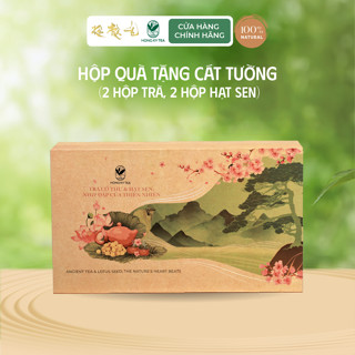 Set Trà Quà Tặng Cát Tường [Hồng Kỳ Tea] Hộp Trà Shan Tuyết Cổ Thụ Và Hạt Sen Sấy Giòn Tự Nhiên