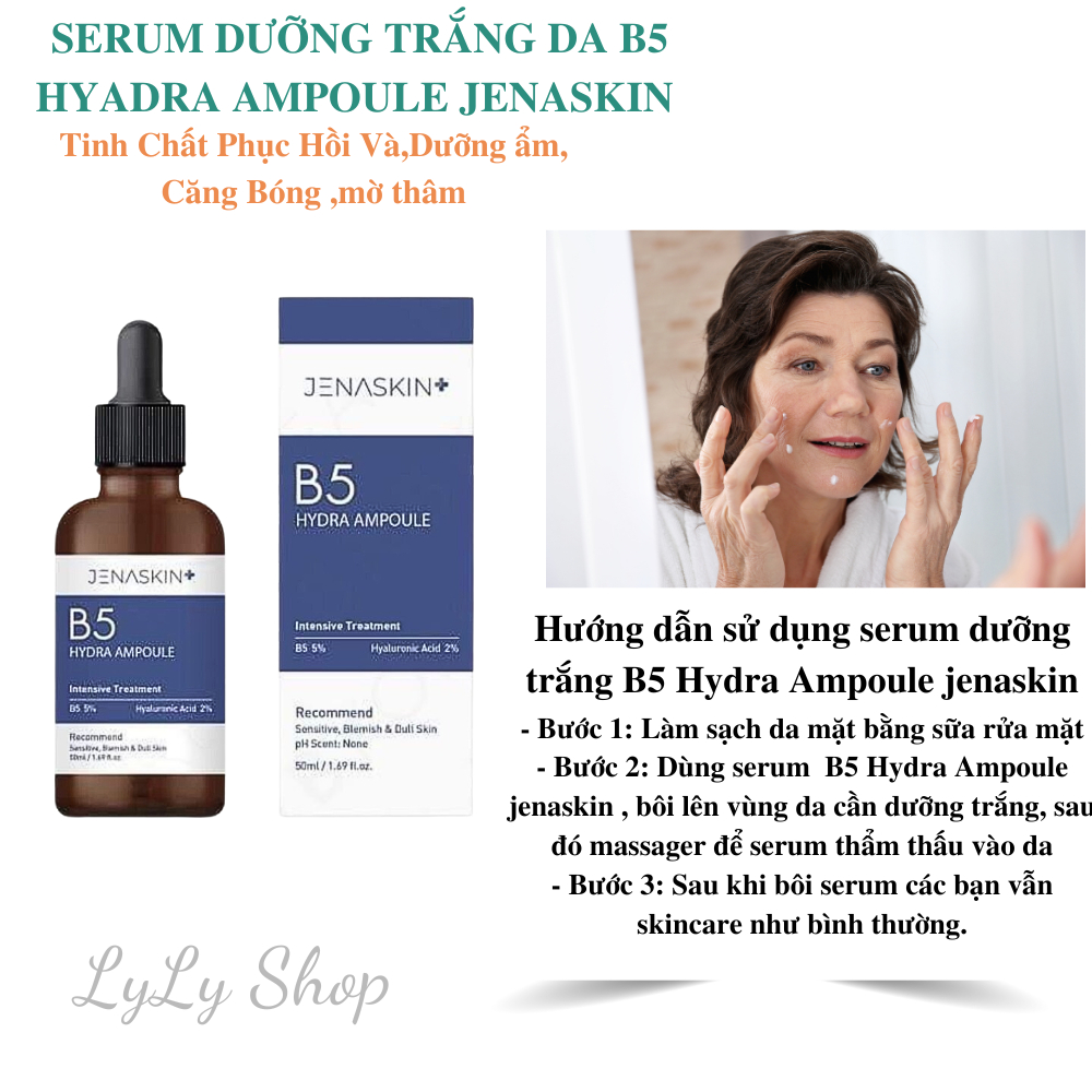 Serum Dưỡng Trắng Da B5 Hydra Ampoule Jenaskin. Tinh chất phục hồi và dưỡng ẩm, mờ thâm lylyshop - 50ml