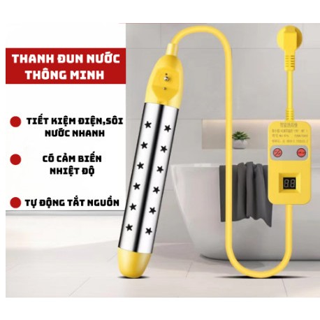 Thanh Đun Nước Nóng Thông Minh 2000W, Tự Động Tắt Nguồn, Sục Đun Nước Inox, Tiêu Chuẩn An Toàn CHÂU ÂU