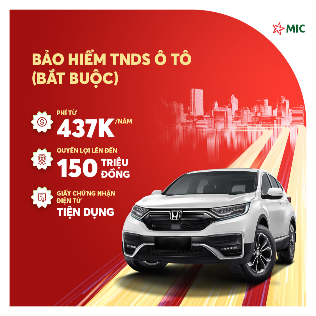  Toàn quốc  Bảo hiểm TNDS ô tô MIC, xe 4 đến 8 chỗ ngồi, xe bán tải