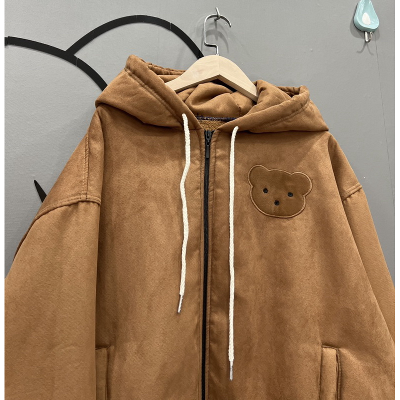 Áo khoác nỉ da lộn gấu nâu LOST BEA
