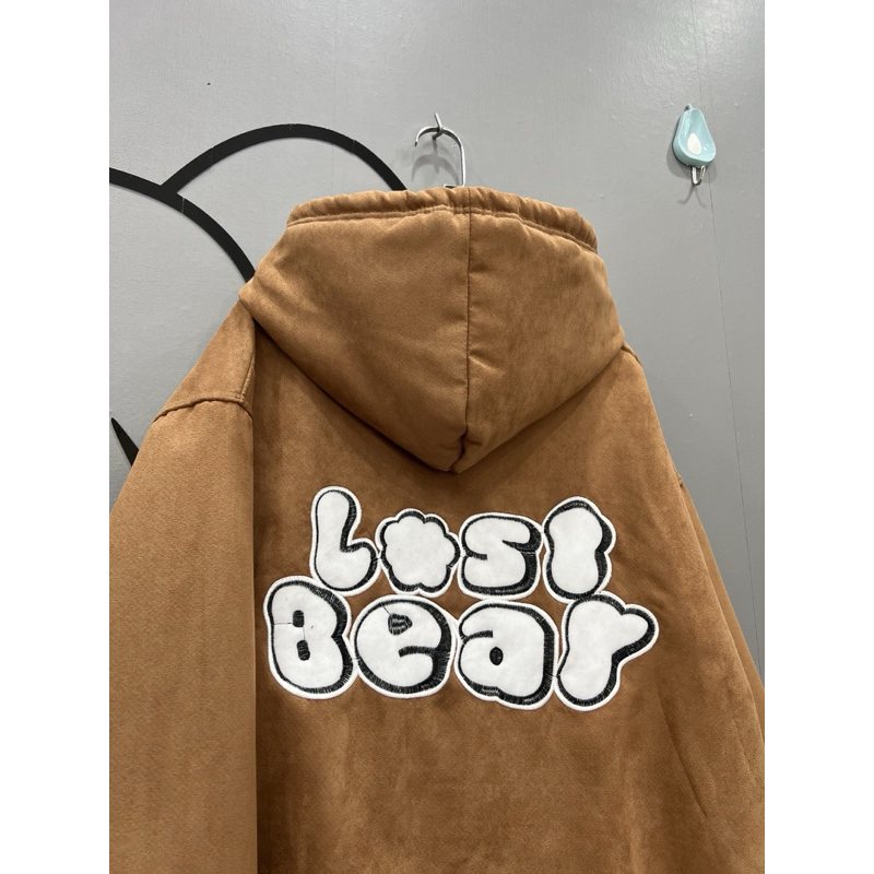 Áo khoác nỉ da lộn gấu nâu LOST BEA