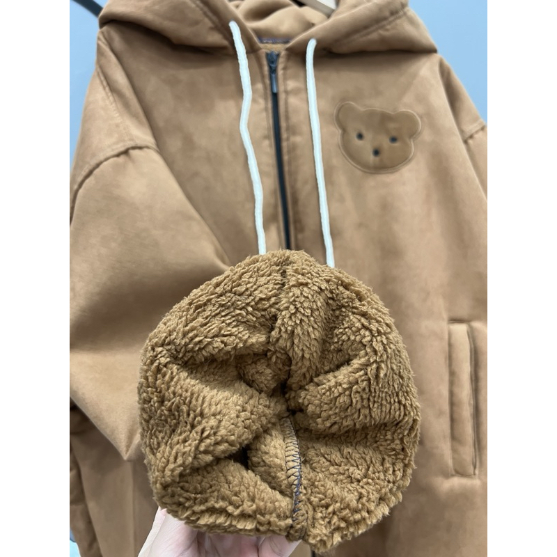 Áo khoác nỉ da lộn gấu nâu LOST BEA