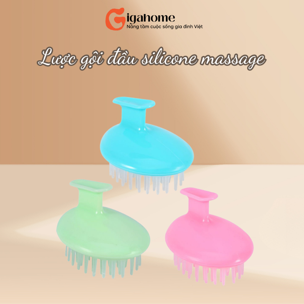 Lược Gội Đầu Silicone GIGAHOMEVN Massage Da Đầu, Tẩy Da Chết, Lưu Thông Máu Hiệu Quả 5772