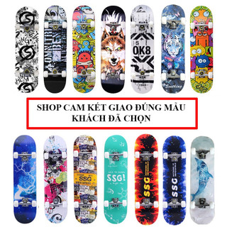 Ván trượt, ván trượt thể thao người lớn mặt nhám Skateboard kích thước  80x20x10 cm