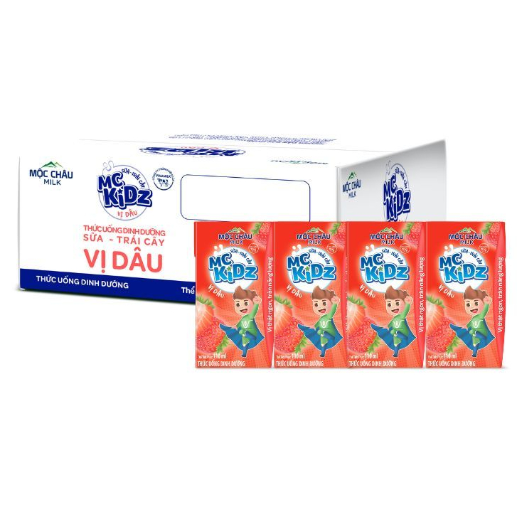 Thùng 24 hộp Sữa trái cây MC Kidz Vị Dâu (110mlx24)