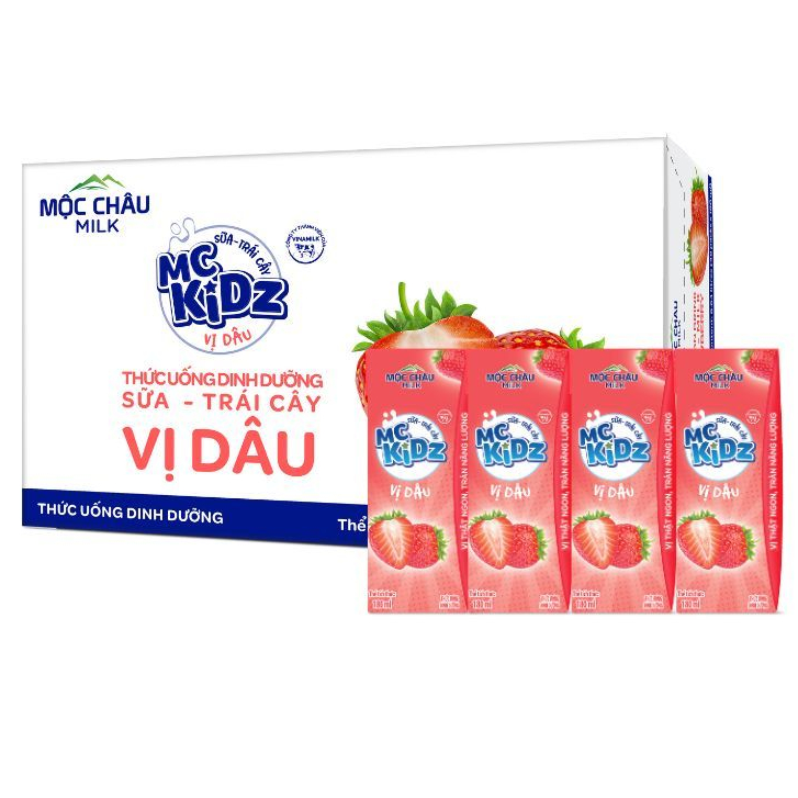 Thùng 48 hộp Sữa trái cây MC Kidz Vị Dâu (180mlx48)