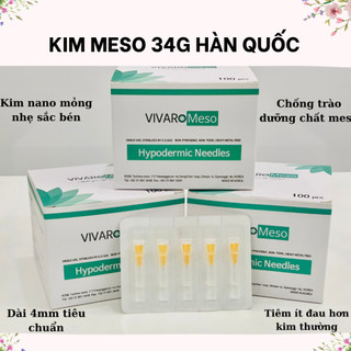 50 kim tiêm meso 34G 4mm Vivaro nhập khẩu Hàn Quốc tiêm căng bóng cá hồi dưỡng chất,tiêm trẻ hóa PRP vitamine collagen