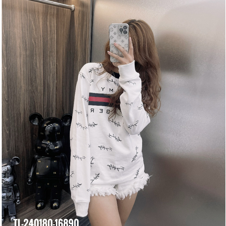 Áo nỉ Sweater Tommy in vạch chữ ký thiết kế hot trend Nam Nữ Thu Đông 2023