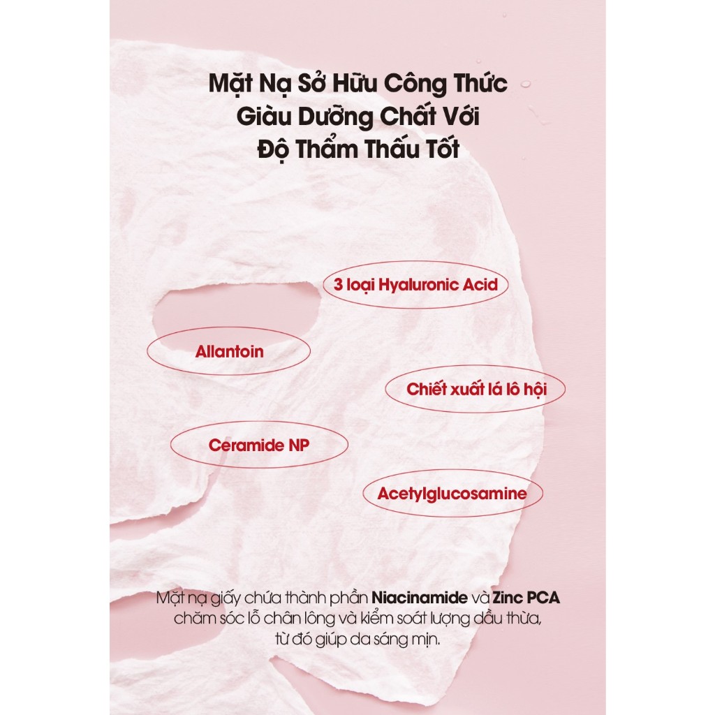 Mặt nạ Beausta Derma2X Niacinamide Zinc PCA Mask Hộp 10EA