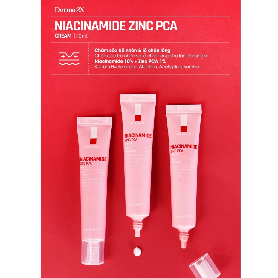 Kem Dưỡng Beausta Derma2X Niacinamide Zinc PCA Cream 40ml