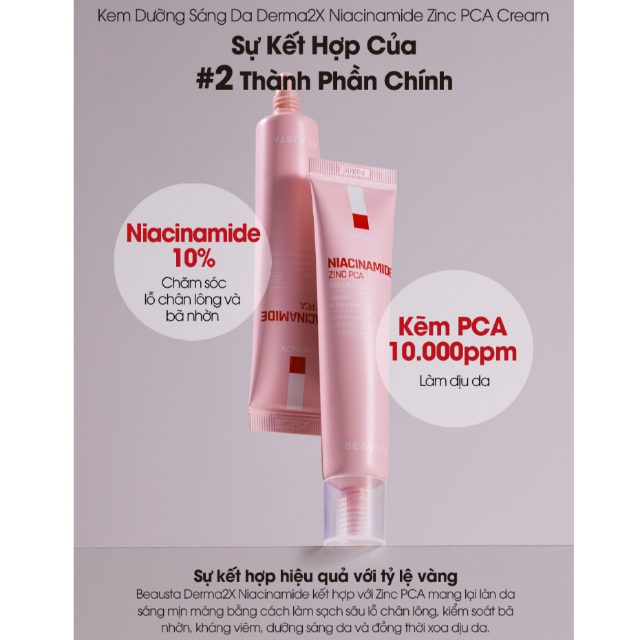 Kem Dưỡng Beausta Derma2X Niacinamide Zinc PCA Cream 40ml