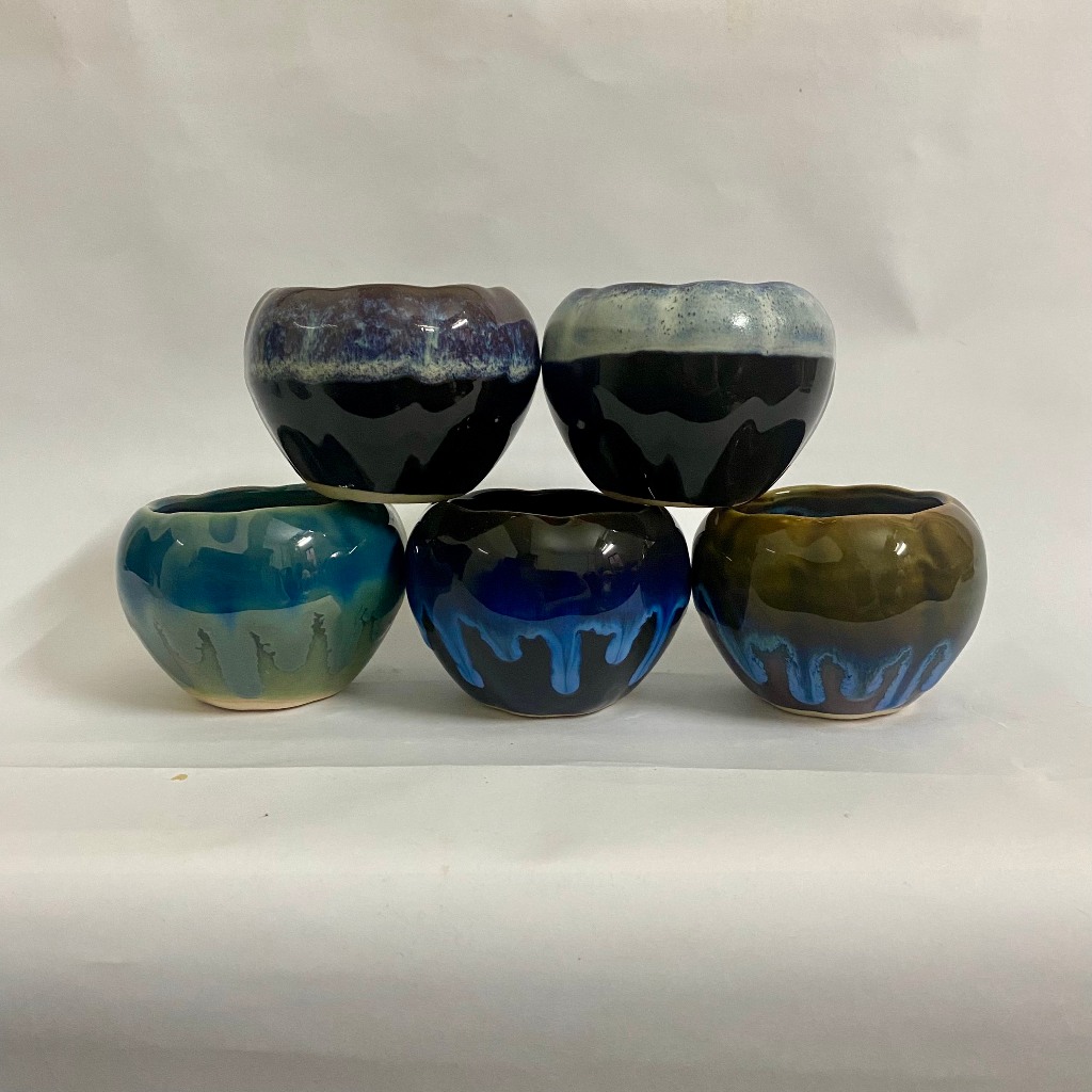 Chậu sứ hỏa biến - mẫu tròn / mẫu bí / chậu mini trồng sen đá, xương rồng (men hỏa biến)